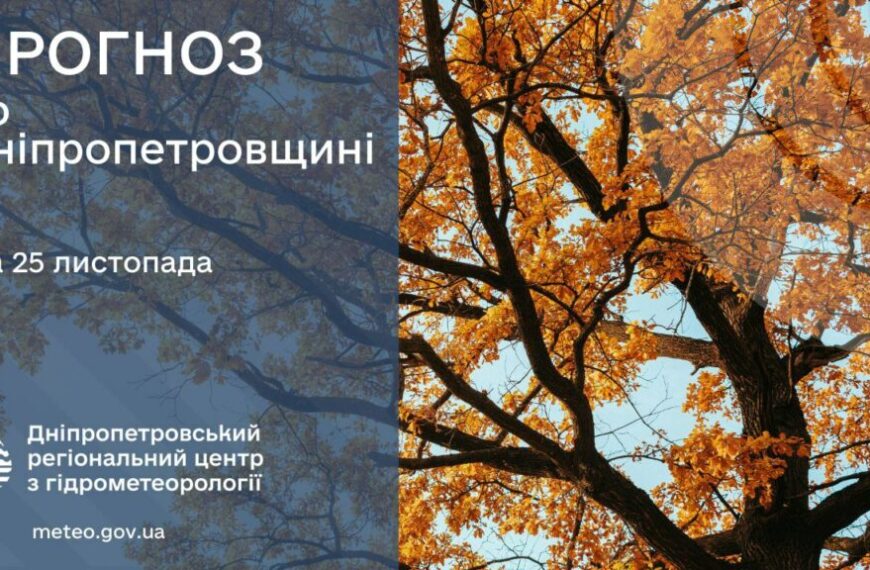 25 листопада: Які погодні умови очікуються в Дніпрі?